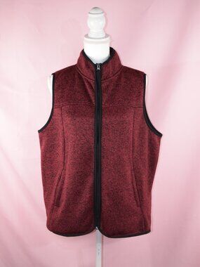 St. John's Bay Women's Red Fleece Full-Zip Vest | Size XL Petite